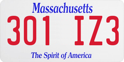 MA license plate 301IZ3