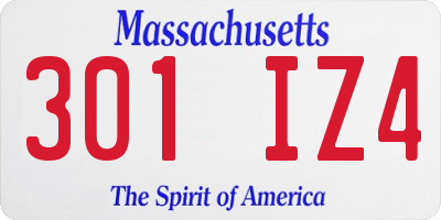 MA license plate 301IZ4