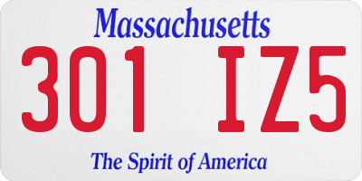 MA license plate 301IZ5