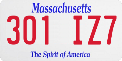 MA license plate 301IZ7
