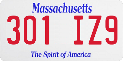 MA license plate 301IZ9
