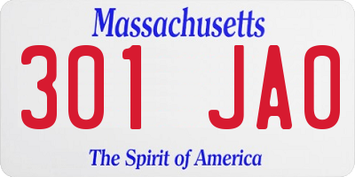 MA license plate 301JA0