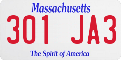 MA license plate 301JA3