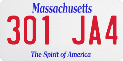 MA license plate 301JA4