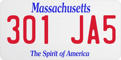 MA license plate 301JA5