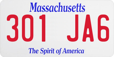 MA license plate 301JA6