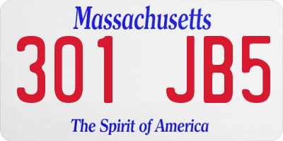 MA license plate 301JB5