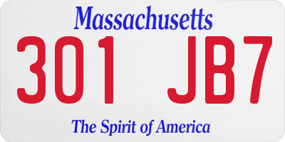 MA license plate 301JB7