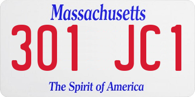 MA license plate 301JC1