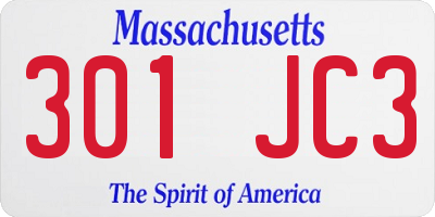 MA license plate 301JC3