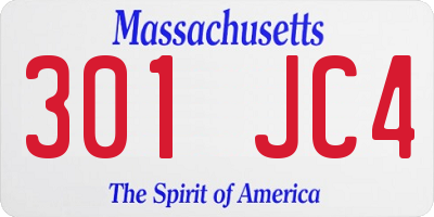MA license plate 301JC4