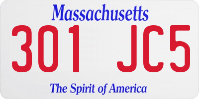 MA license plate 301JC5