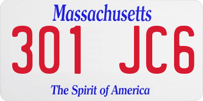 MA license plate 301JC6
