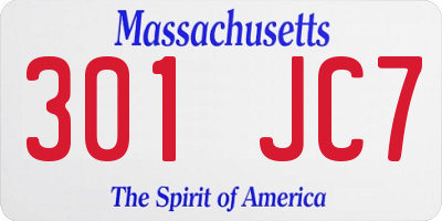 MA license plate 301JC7