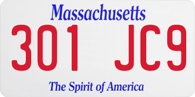 MA license plate 301JC9