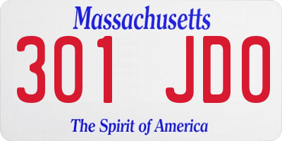 MA license plate 301JD0