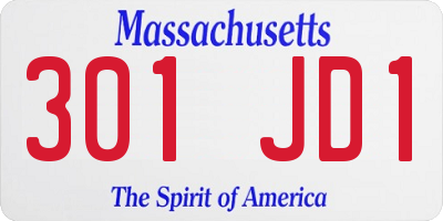 MA license plate 301JD1