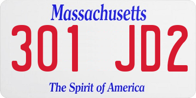 MA license plate 301JD2