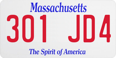 MA license plate 301JD4