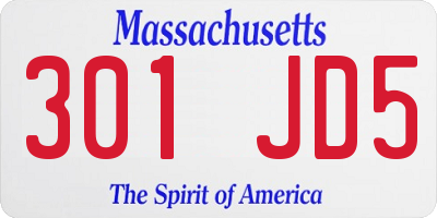 MA license plate 301JD5