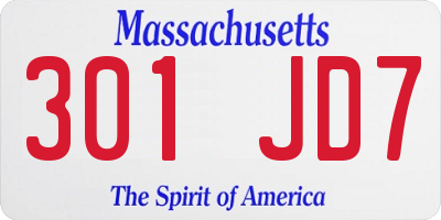 MA license plate 301JD7