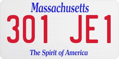 MA license plate 301JE1