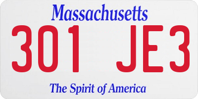 MA license plate 301JE3