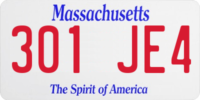 MA license plate 301JE4