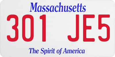 MA license plate 301JE5