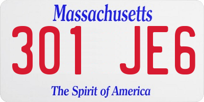 MA license plate 301JE6