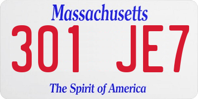 MA license plate 301JE7