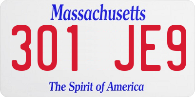 MA license plate 301JE9