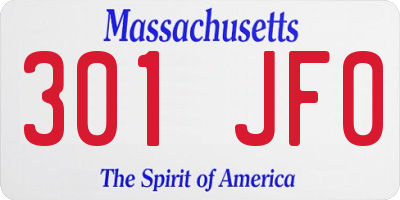 MA license plate 301JF0