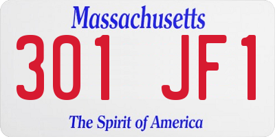 MA license plate 301JF1