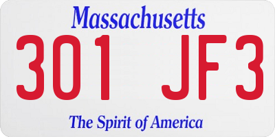 MA license plate 301JF3