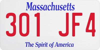 MA license plate 301JF4