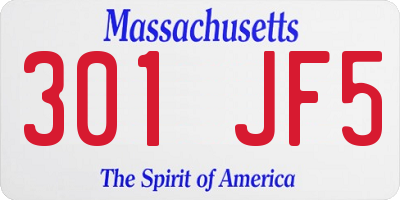 MA license plate 301JF5