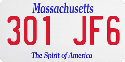 MA license plate 301JF6