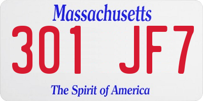 MA license plate 301JF7