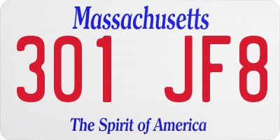 MA license plate 301JF8