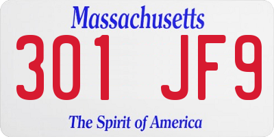 MA license plate 301JF9