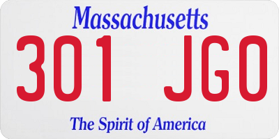MA license plate 301JG0