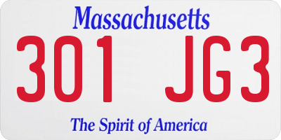 MA license plate 301JG3
