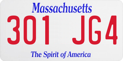 MA license plate 301JG4