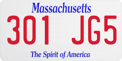MA license plate 301JG5