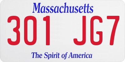 MA license plate 301JG7