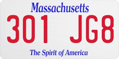 MA license plate 301JG8