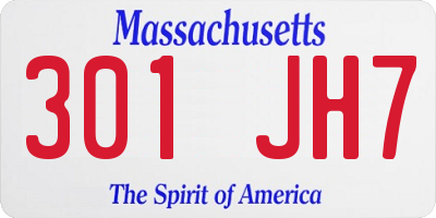 MA license plate 301JH7
