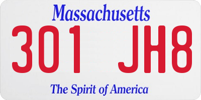 MA license plate 301JH8