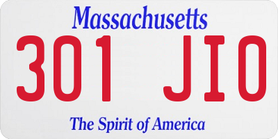 MA license plate 301JI0